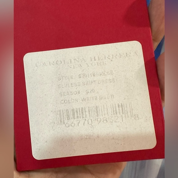 NWT Carolina Herrera Sleeveless Shift Dress Blue Abstract Size 4 - Picture 10 of 11